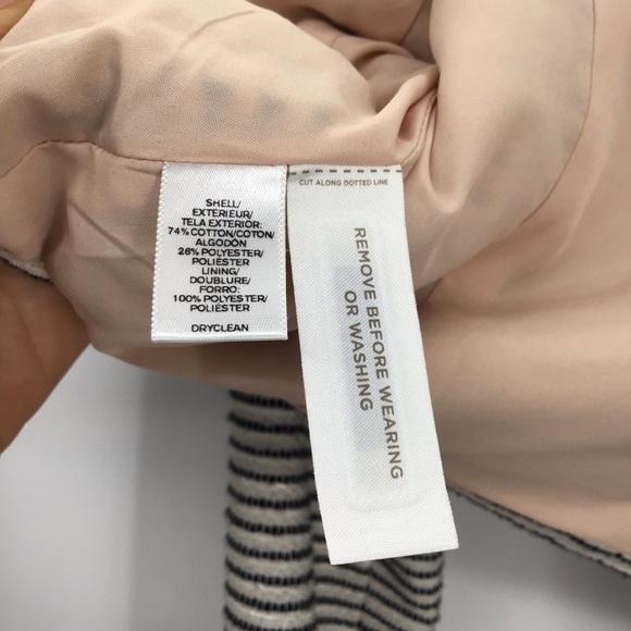 Loft Striped Suit Jacket Blazer Open Front Lightweight Black/Creme Size 4 Petite - Picture 8 of 8